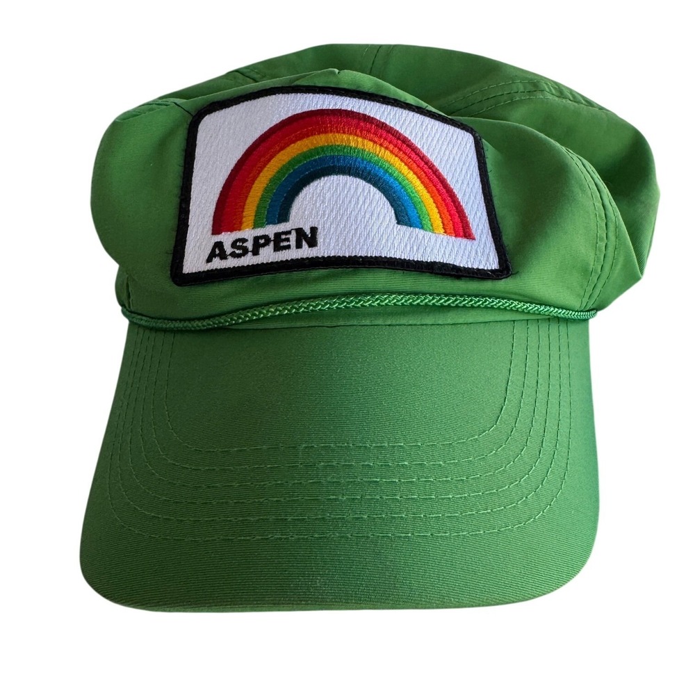 Aviator Nation Aspen Rainbow Hat Unisex OS Green Snapback Retro Ski Rope Cap